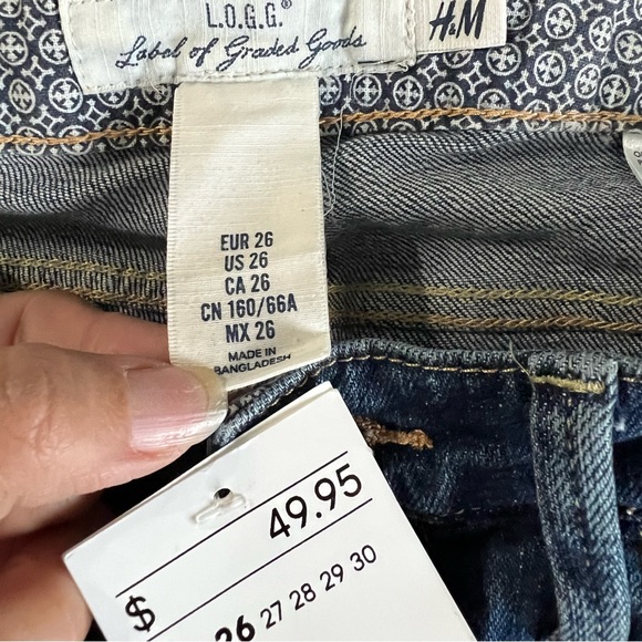 HM L.O.G.G Boyfriend Blue Distress Jeans Size 26. - Picture 9 of 9
